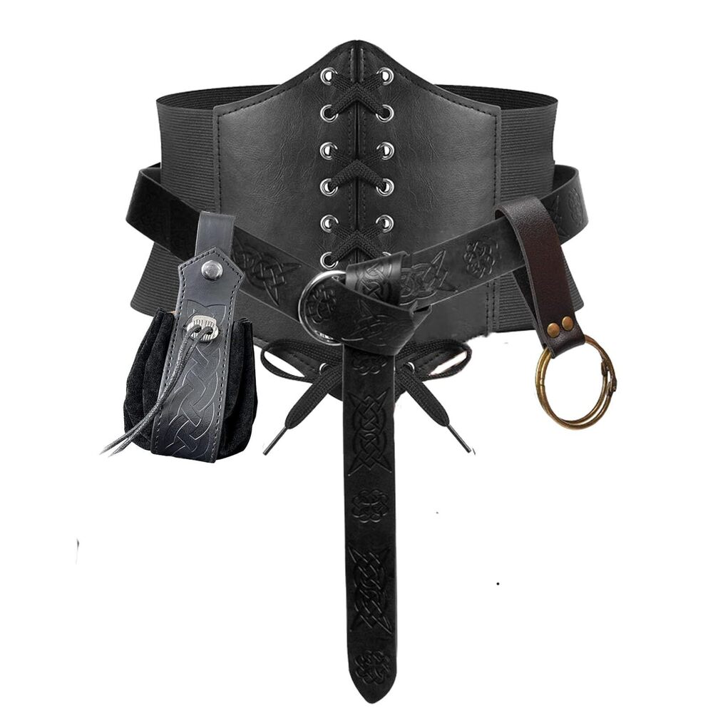 4081 4PCS Renaissance Costume Sets Corset Waistband Belt Pouch Coin Purse